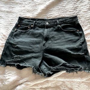 Distressed Black AE shorts